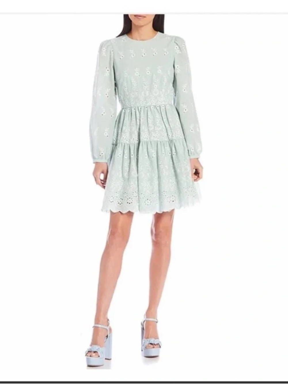 Antonio Melani Born On Fifth Adenorah Eyelet Midi Dress Cottage core 12 Cotton